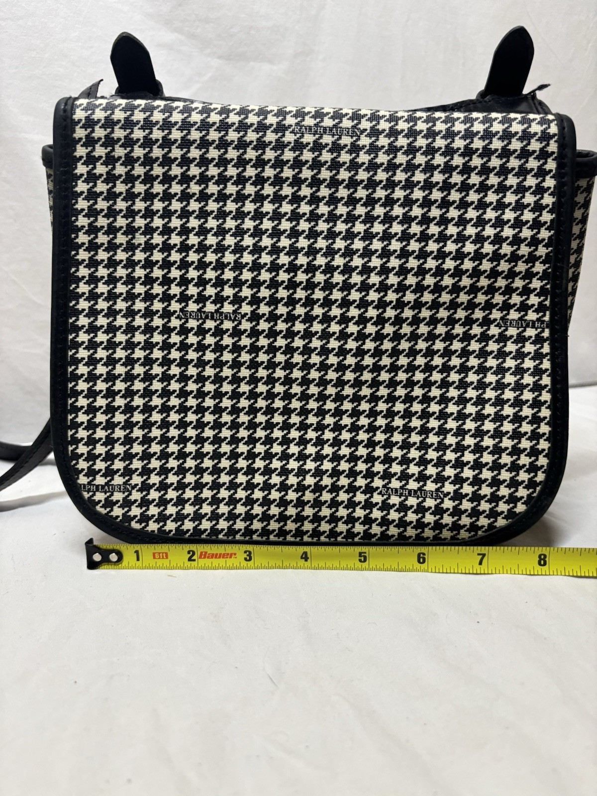 90’s Ralph Lauren Houndstooth Classic Shoulder Bag Purse Front Flap Vintage
