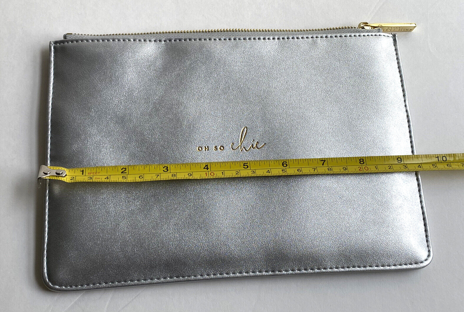 KATIE LOXTON London Perfect Pouch OH SO CHIC Metallic Silver Zip Makeup Bag