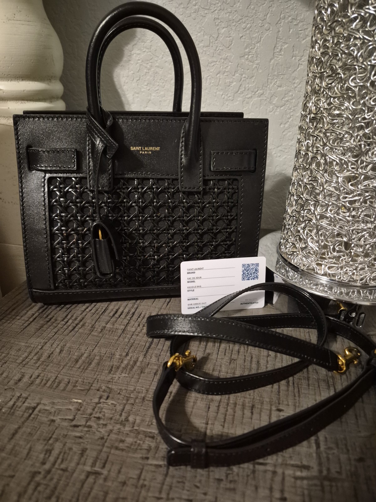 Saint Laurent Sac du Jour nano black Canework Woven leather VERY RARE