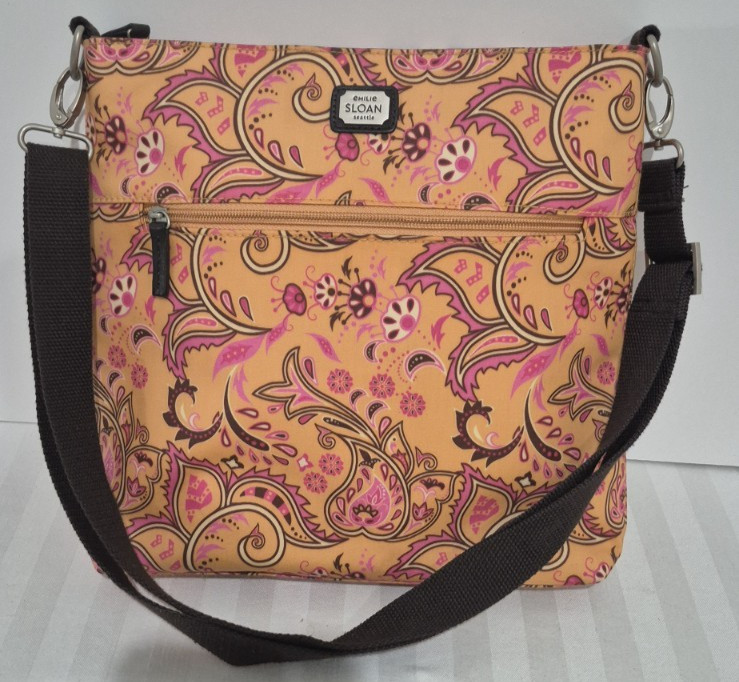 Emilie Sloan Seattle Shoulder Bag/Handbag – Orange Pink Brown Paisley NWOT