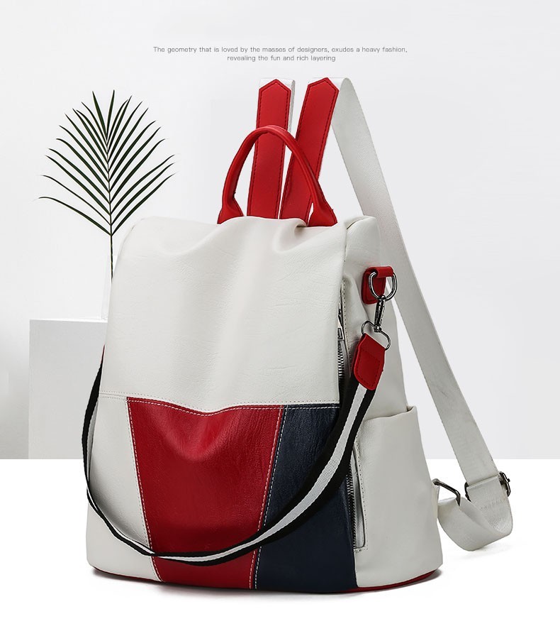 Women’s Leather Look Backpack Purse Large Capacity Convertible Shoulder Bag