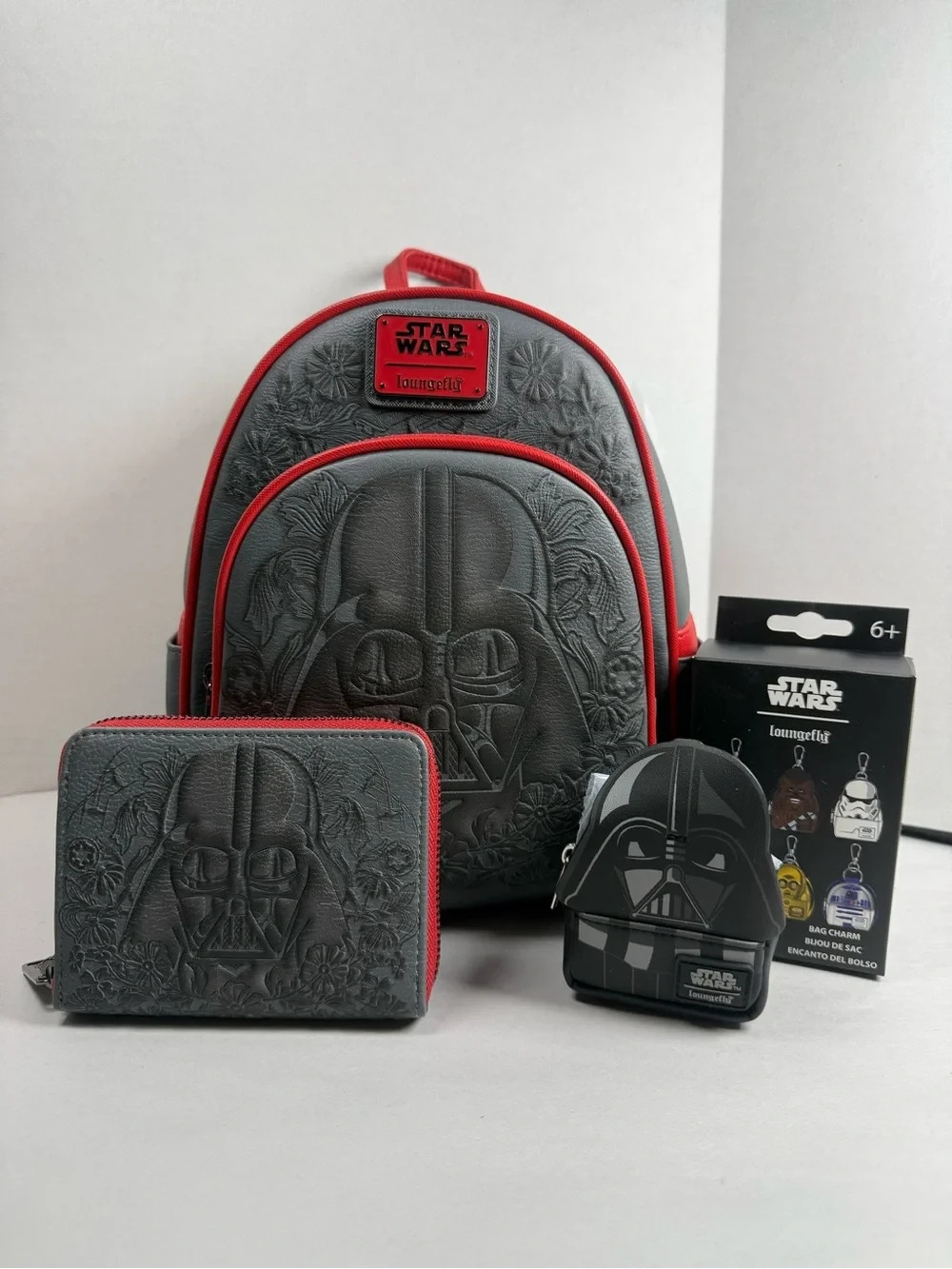 Loungefly Star Wars Darth Vader Embossed Floral Mini Backpack & Wallet & Charm