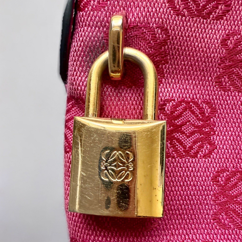 Loewe Pink Anagram Jacquard Canvas Tote Bag Logo Monogram Shoulder Bag