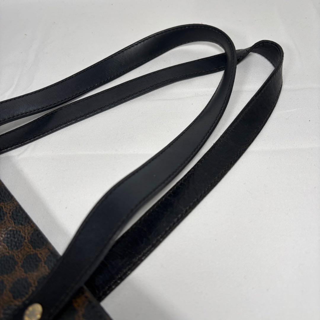 CELINE Vintage Macadam Triomphe Large Tote Bag Shoulder Purse Brown Leather