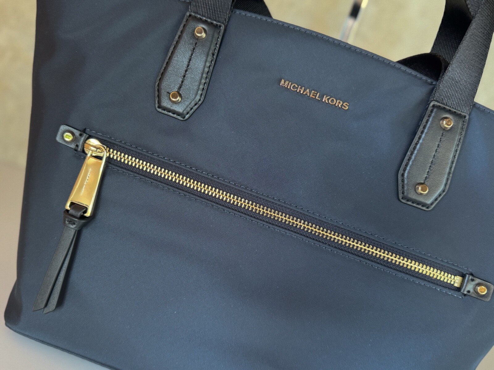 MICHAEL KORS POLLY MEDIUM CARRYALL TOTE SHOULDER BAG DARK NAVY ADMIRAL