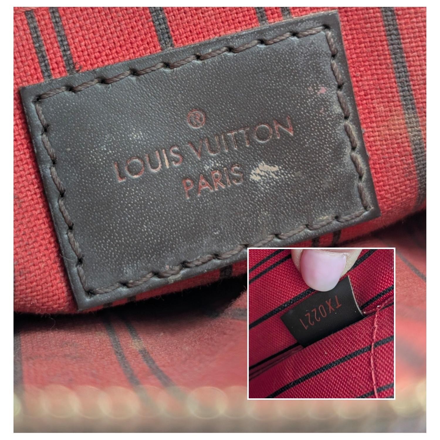 Louis Vuitton 2021 Neverfull MM Damier Ebene Tote Red Cherry