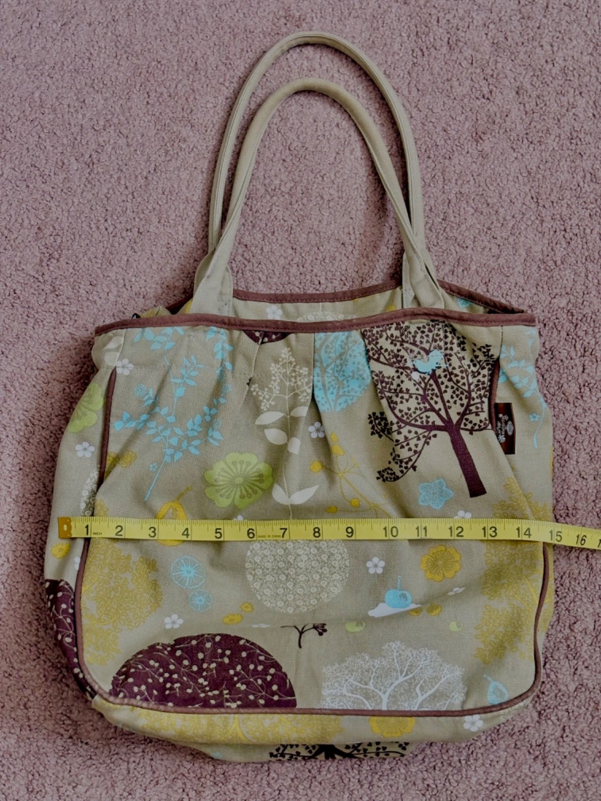 Danica Studio Canvas Tote Bag Forest Tree Floral Nature Print Boho Shoulder Bag