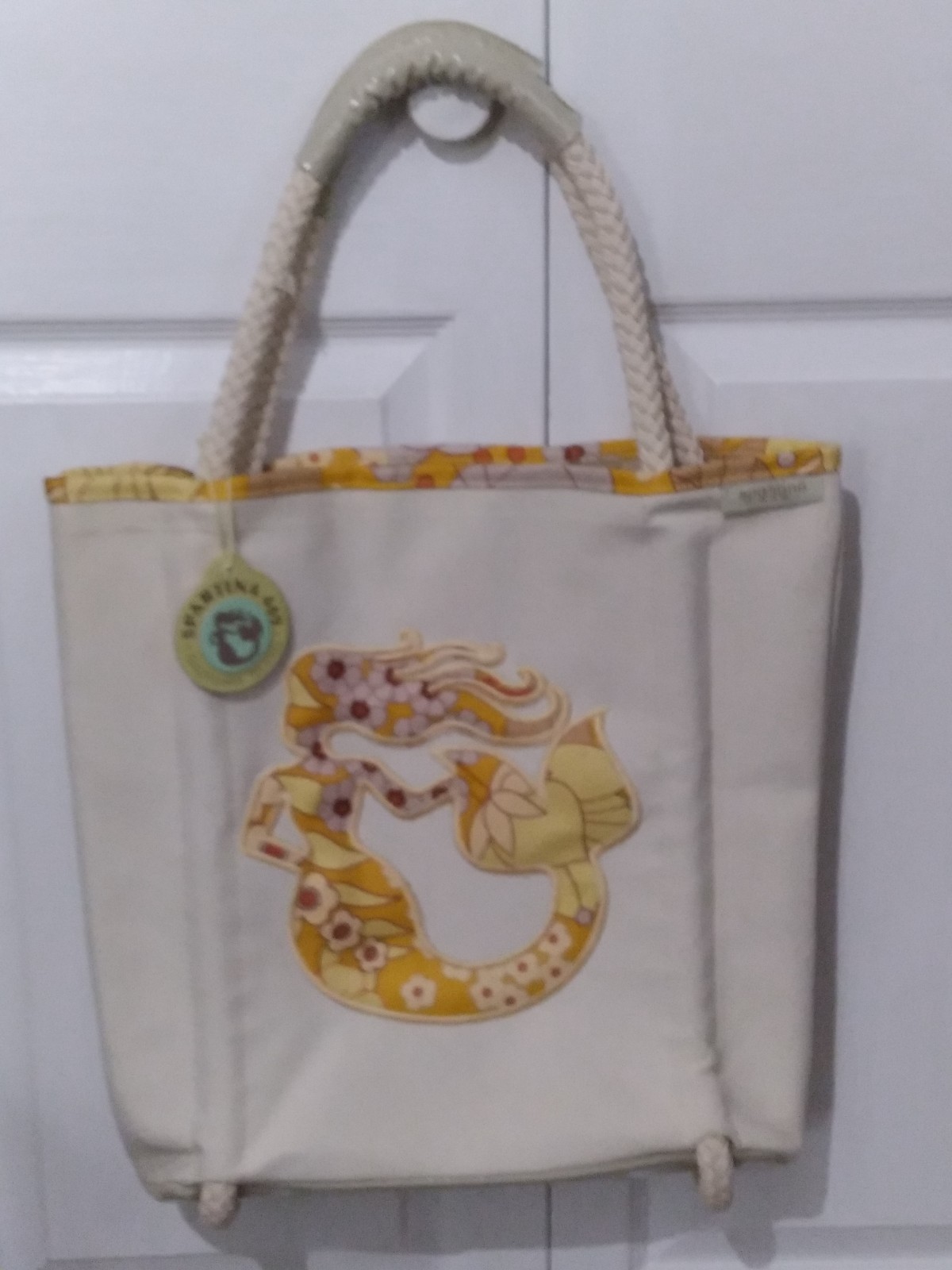 Spartina 449 Beach Bag Tote Summer House Large Mermaid Canvas Rope Handle NWT