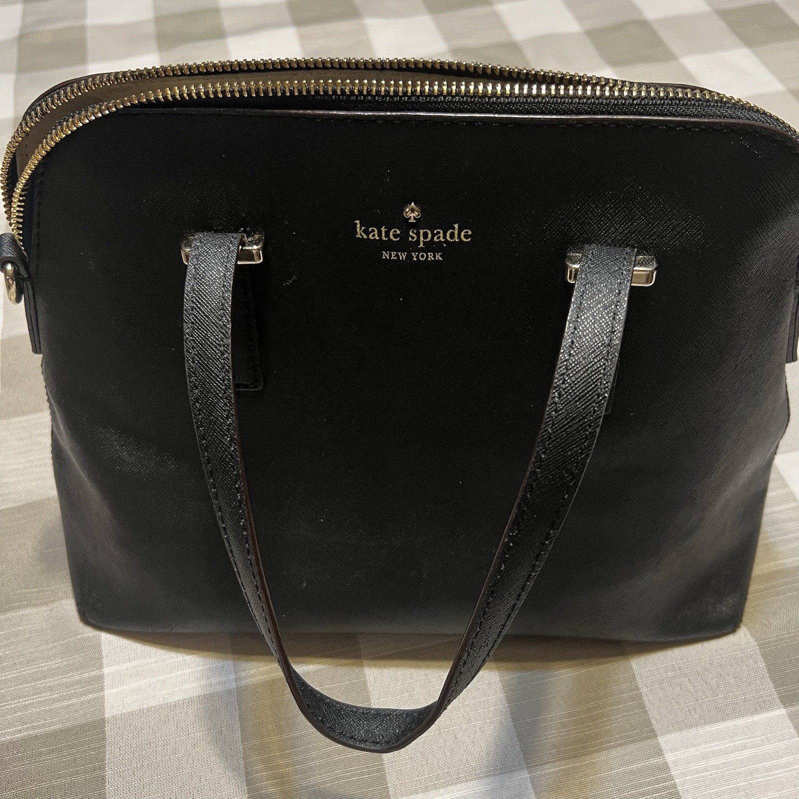 Kate Spade New York Small Black Pebbled Purse Handbag 12x 8.5 In Good Condition
