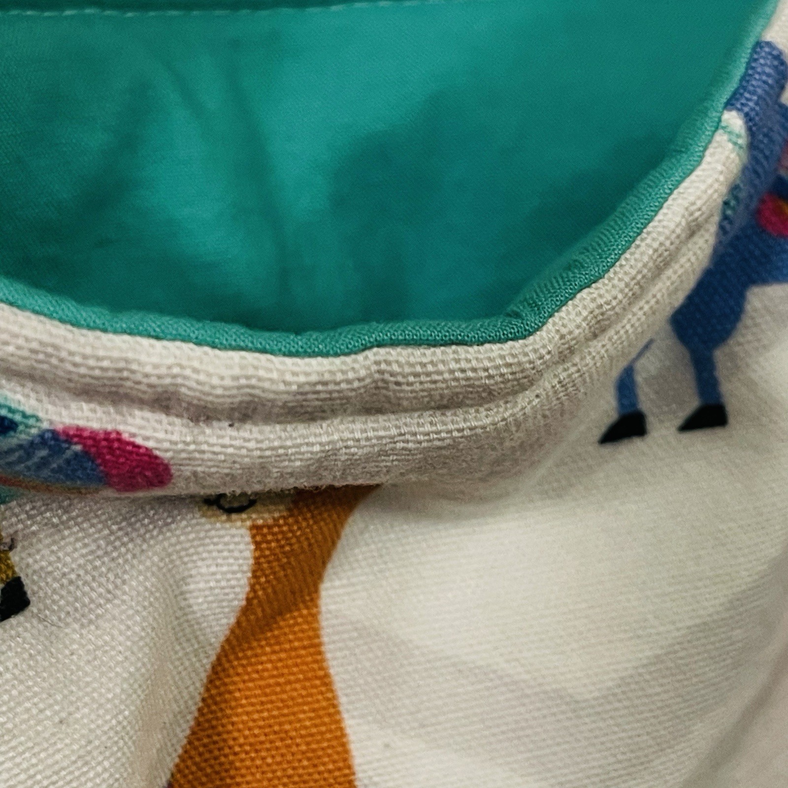 Fun Dopamine Crossbody Lama Bag Canvas Fabric White Mint Multicolor 14×14