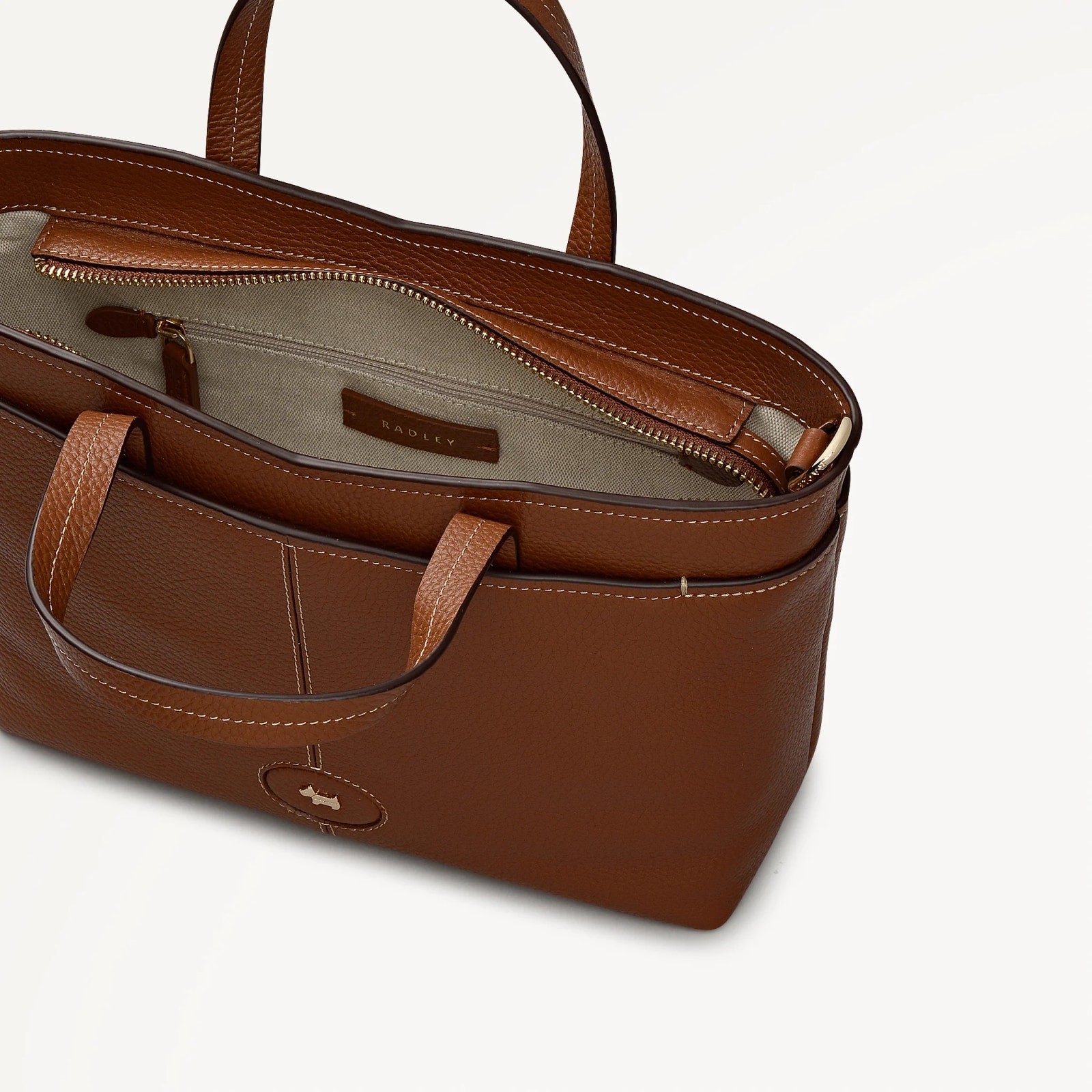 Radley London Maldon Mews Medium Ziptop Leather Satchel – Cognac