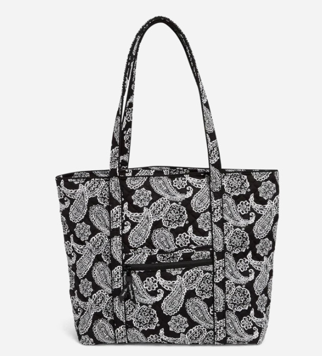 Vera Bradley BLACK WHITE BANDANA Vera Tote Bag (New) $120