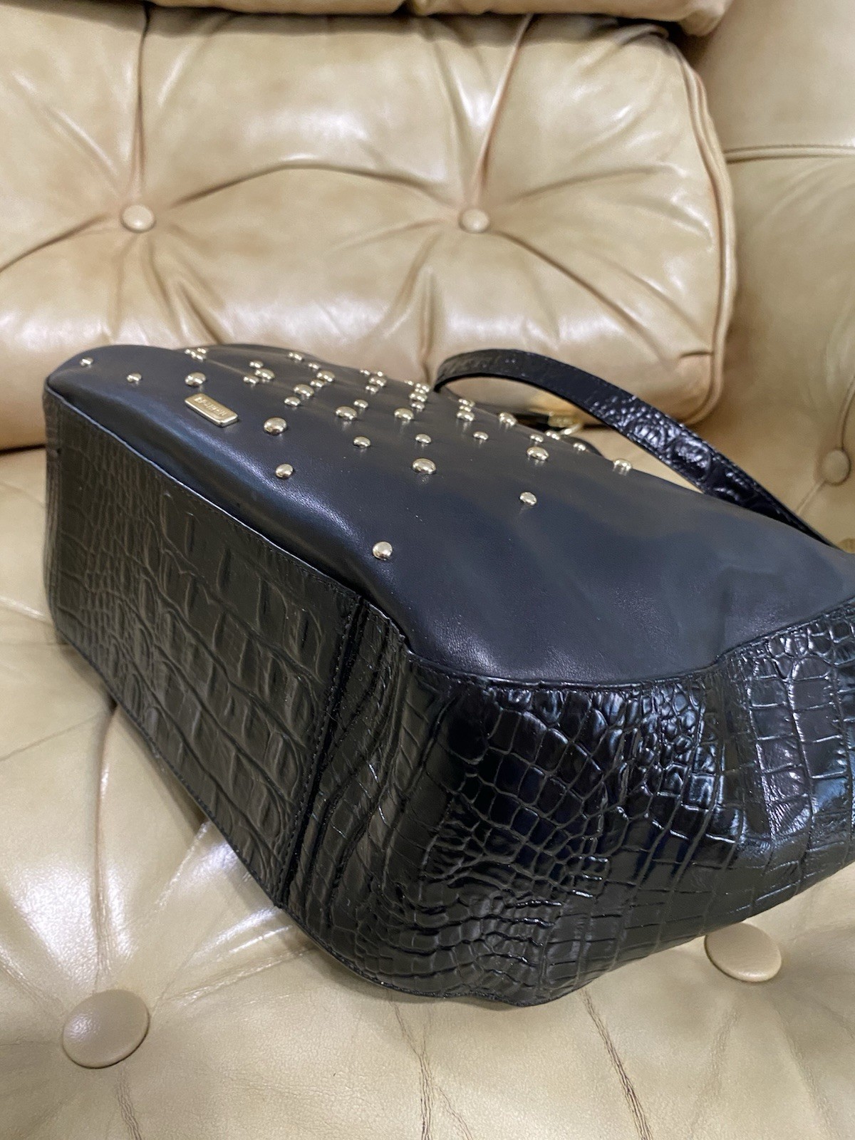 RARE Brahmin Nara Marianna Studded Leather Bag Large Melbourne Tassel Black/Gold
