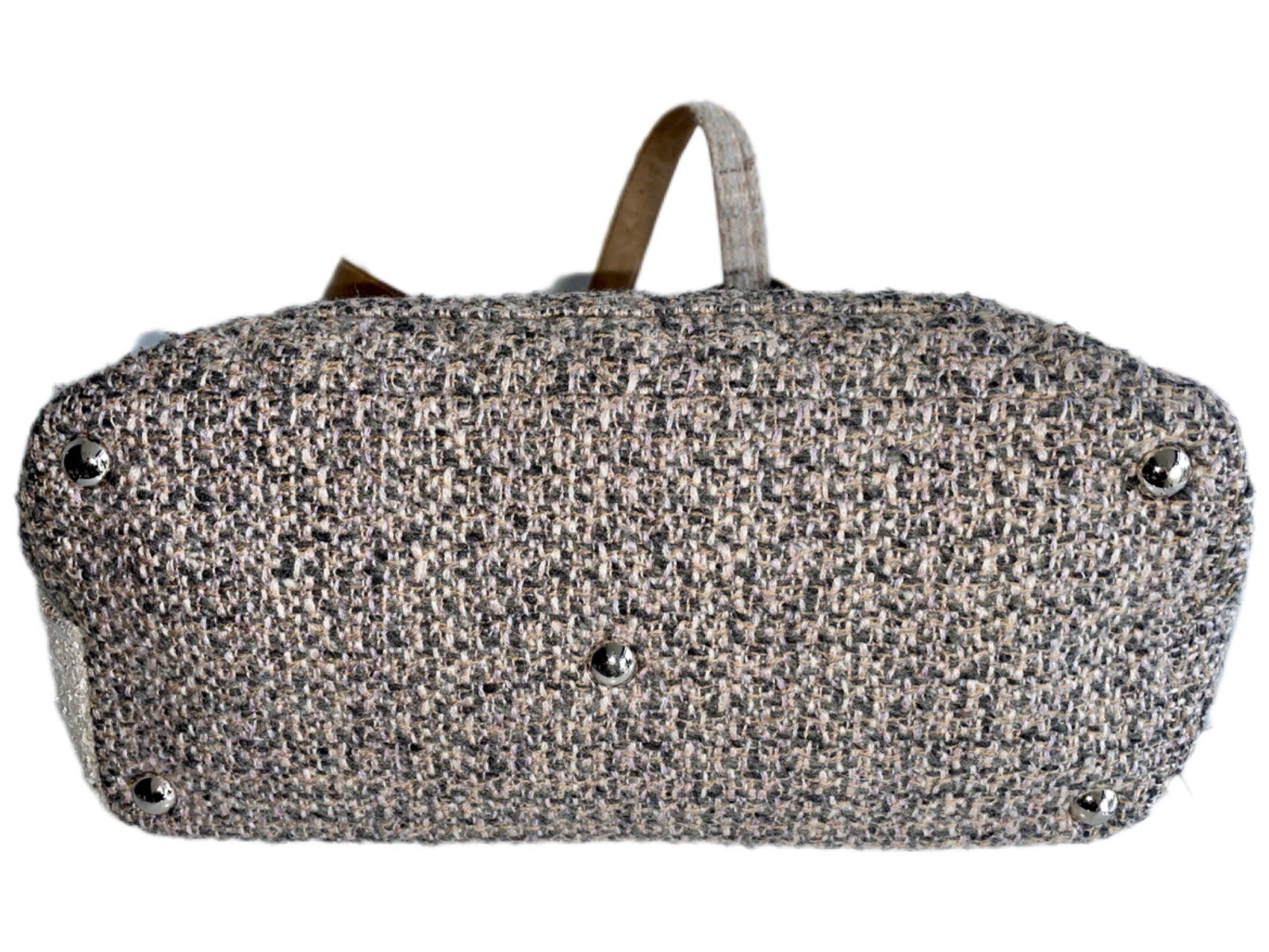 Chanel Cambon Shopping Bag Tweed Shoulder Beige CC Logo Bag Handbag
