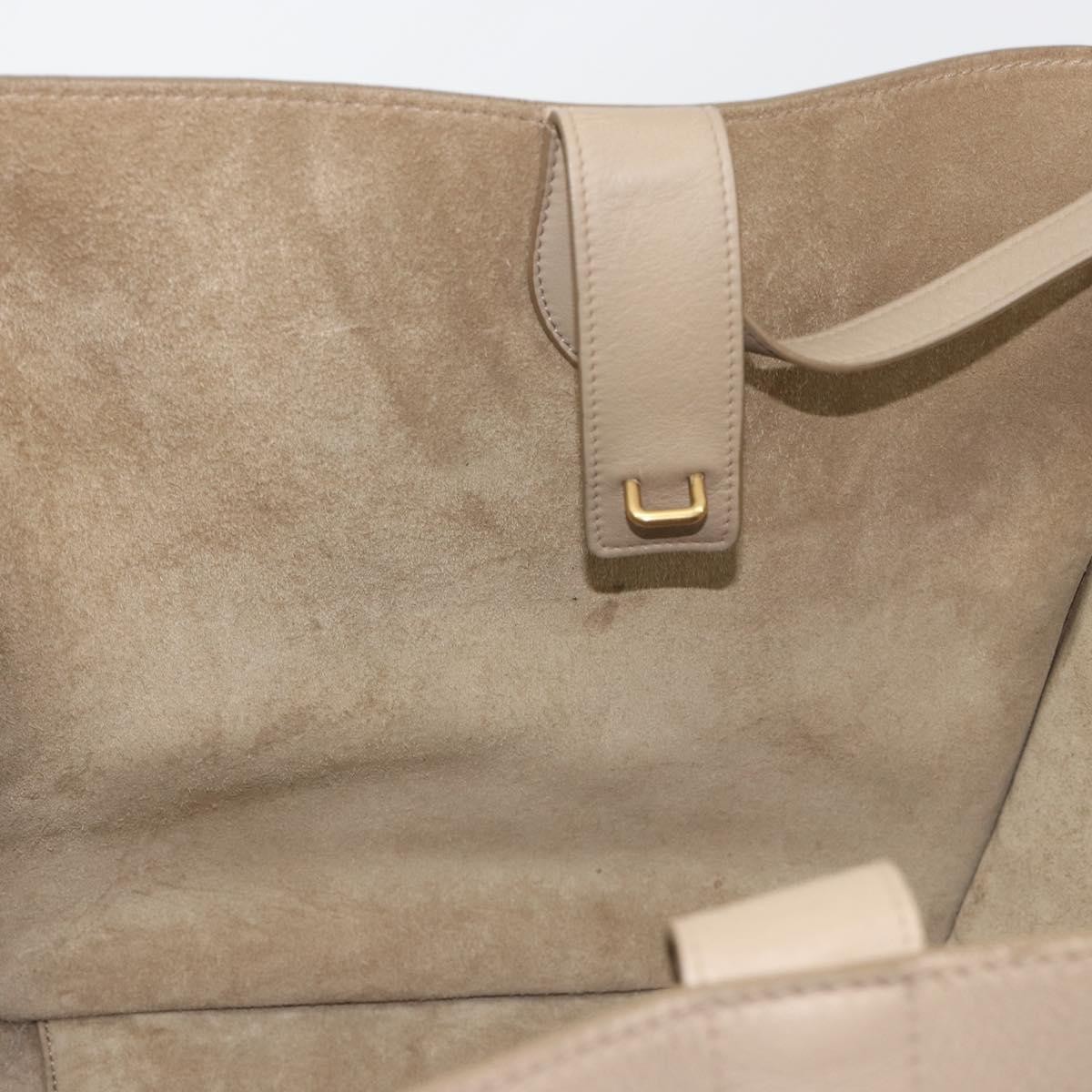 CELINE Luggage Phantom Hand Bag Leather Beige Gold Auth 186673A