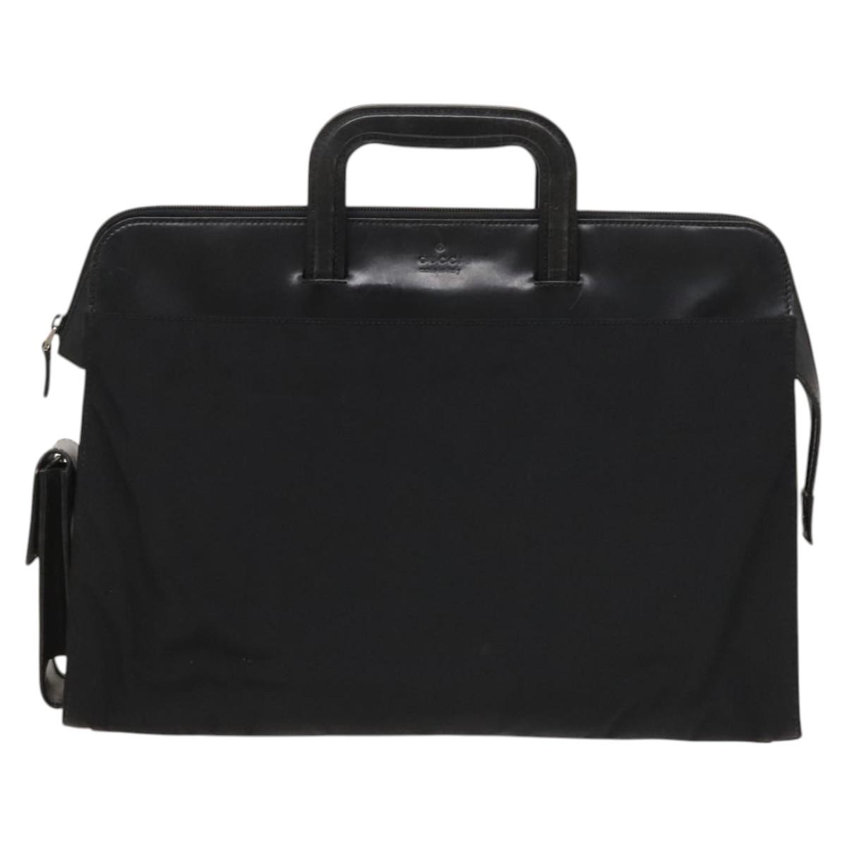 GUCCI Hand Bag Nylon Black Silver 015 3707 Auth 118899