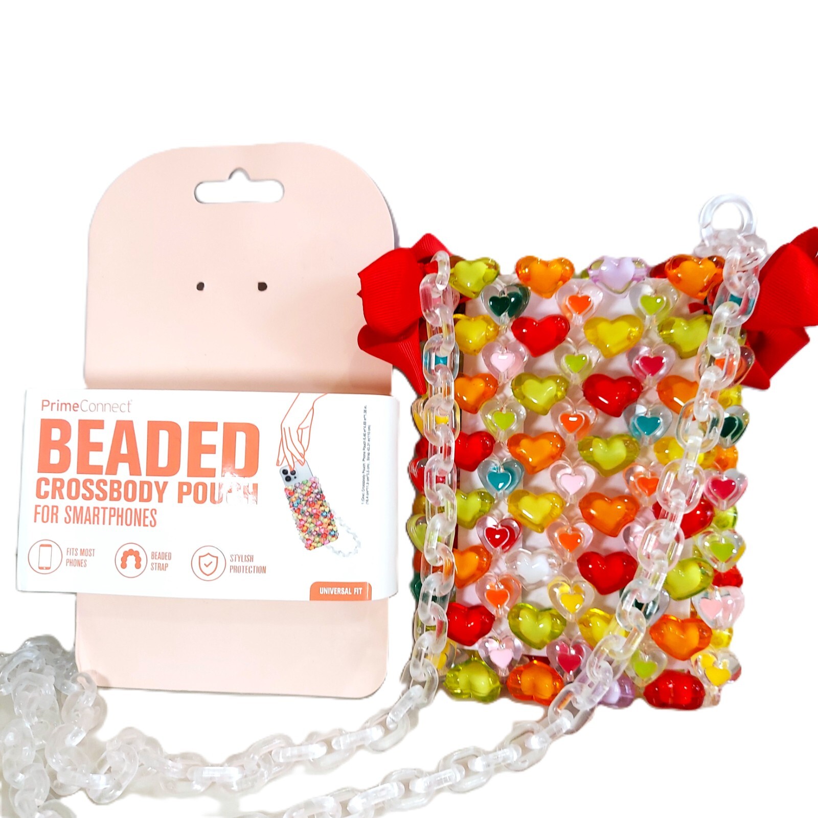 NEW Beaded HEARTS & BOWS Crossbody Bag/ Smartphone Pouch, CUTE! 💝