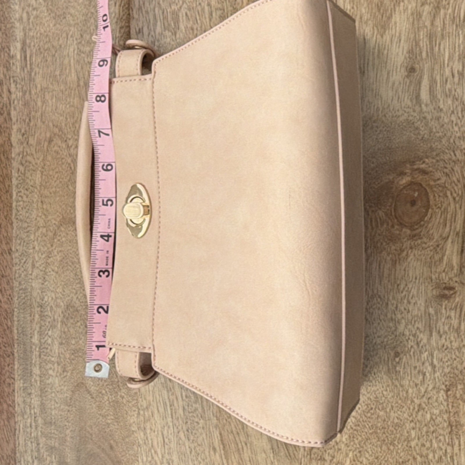 KAARI BLUE Beige Satchel Top Handle Turn Lock Zip Detachable Strap Gold