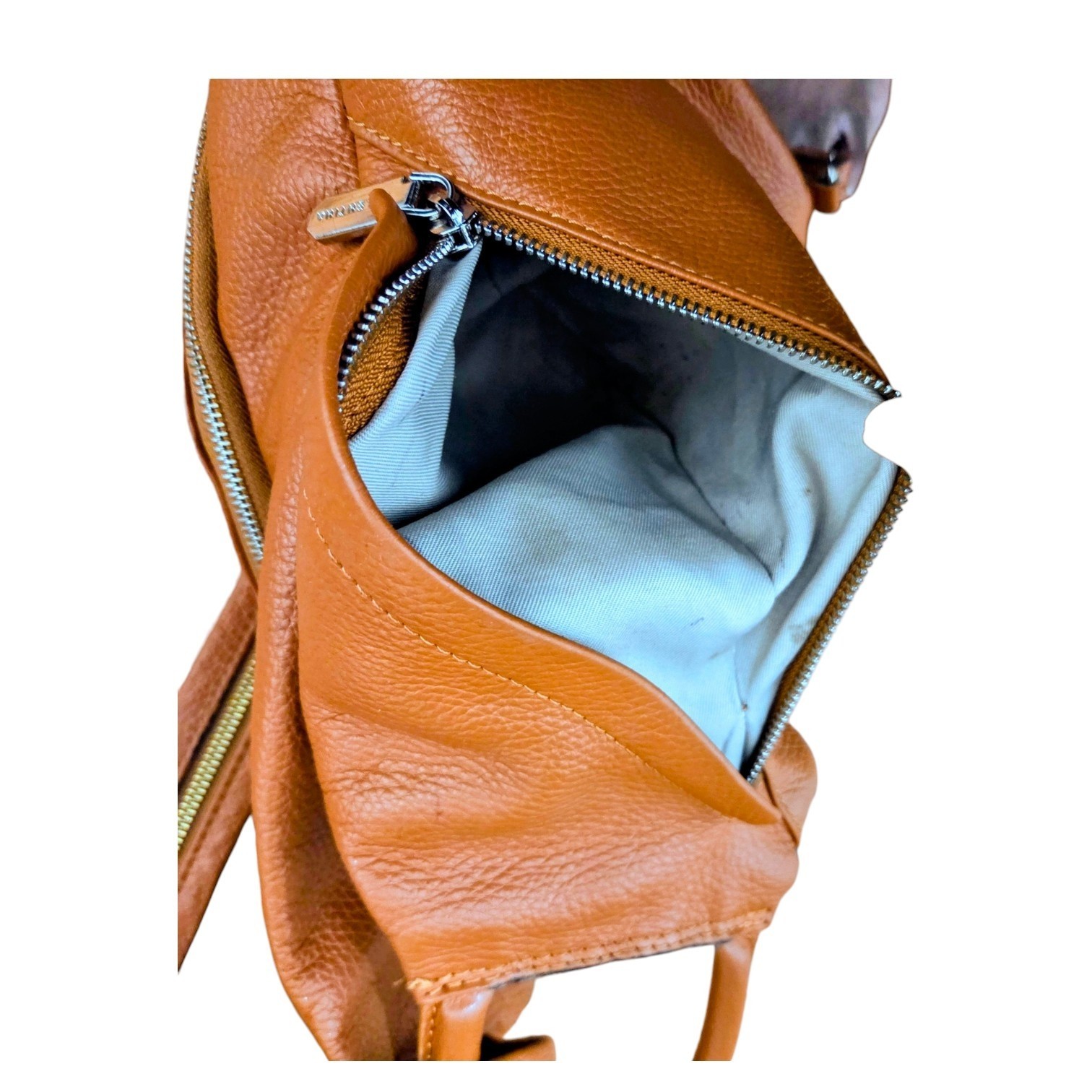Valentina Italia Leather Backpack Purse Brown Pebbled Convertible Sling Handbag