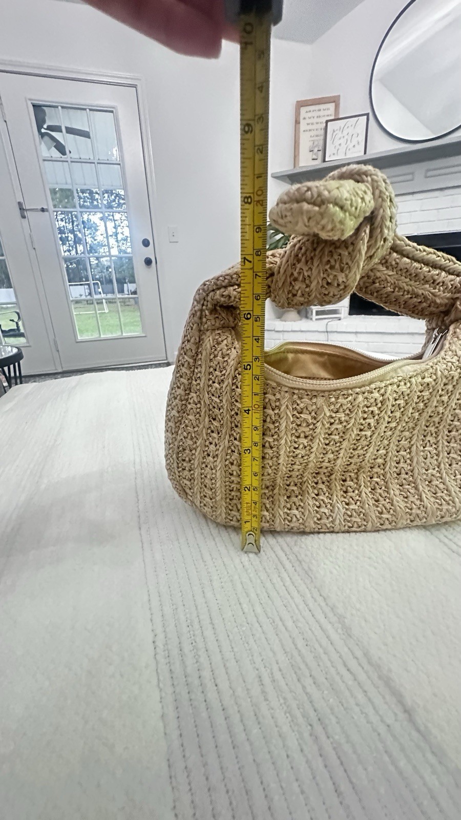 Live Dreamer Beige Medium Hobo Bag Crescent Top Handle Knot Zip Lined