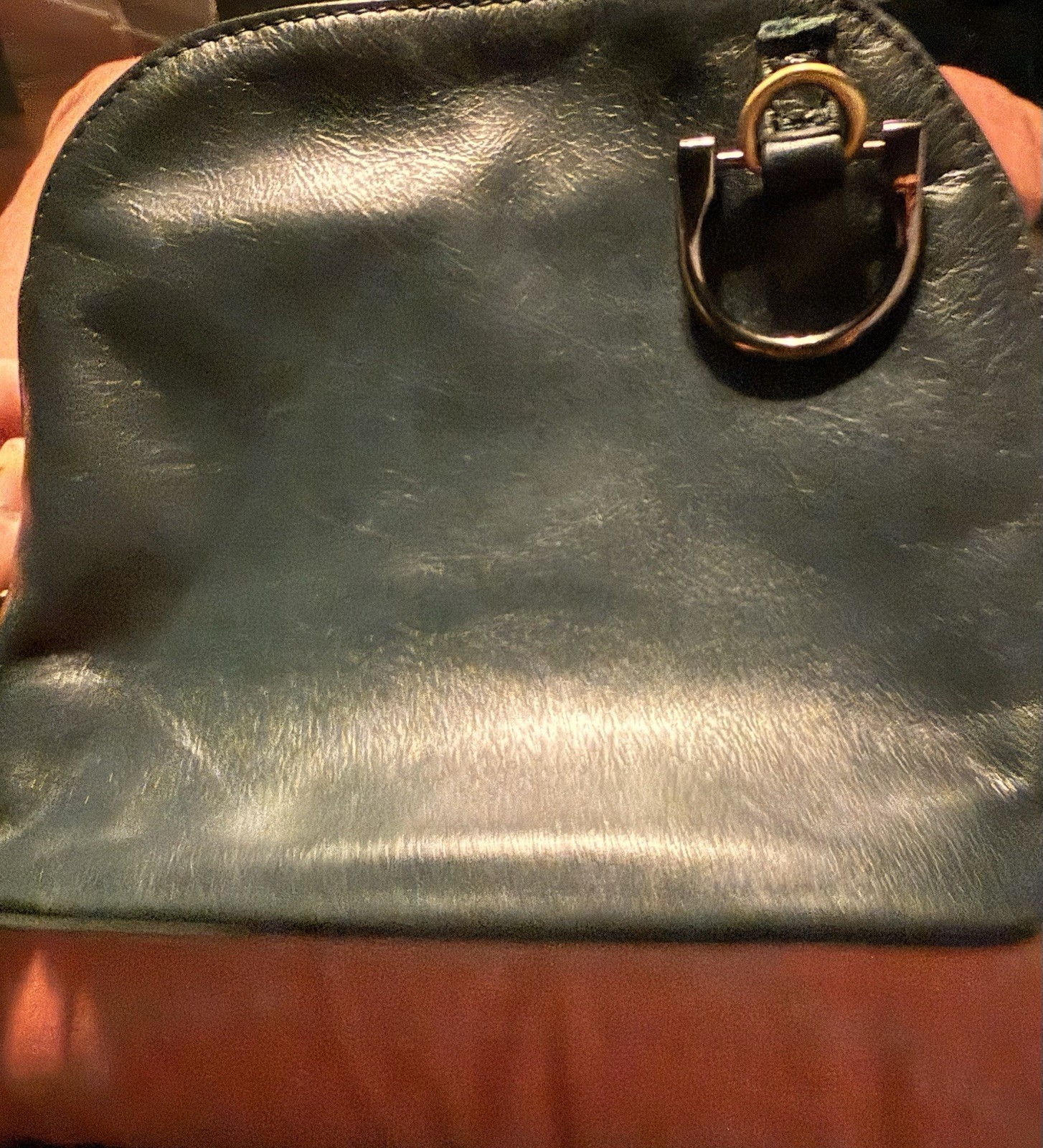 HOBO Small teal Shoulder Bag Floral Lining Zip, Detachable Strap, Pockets