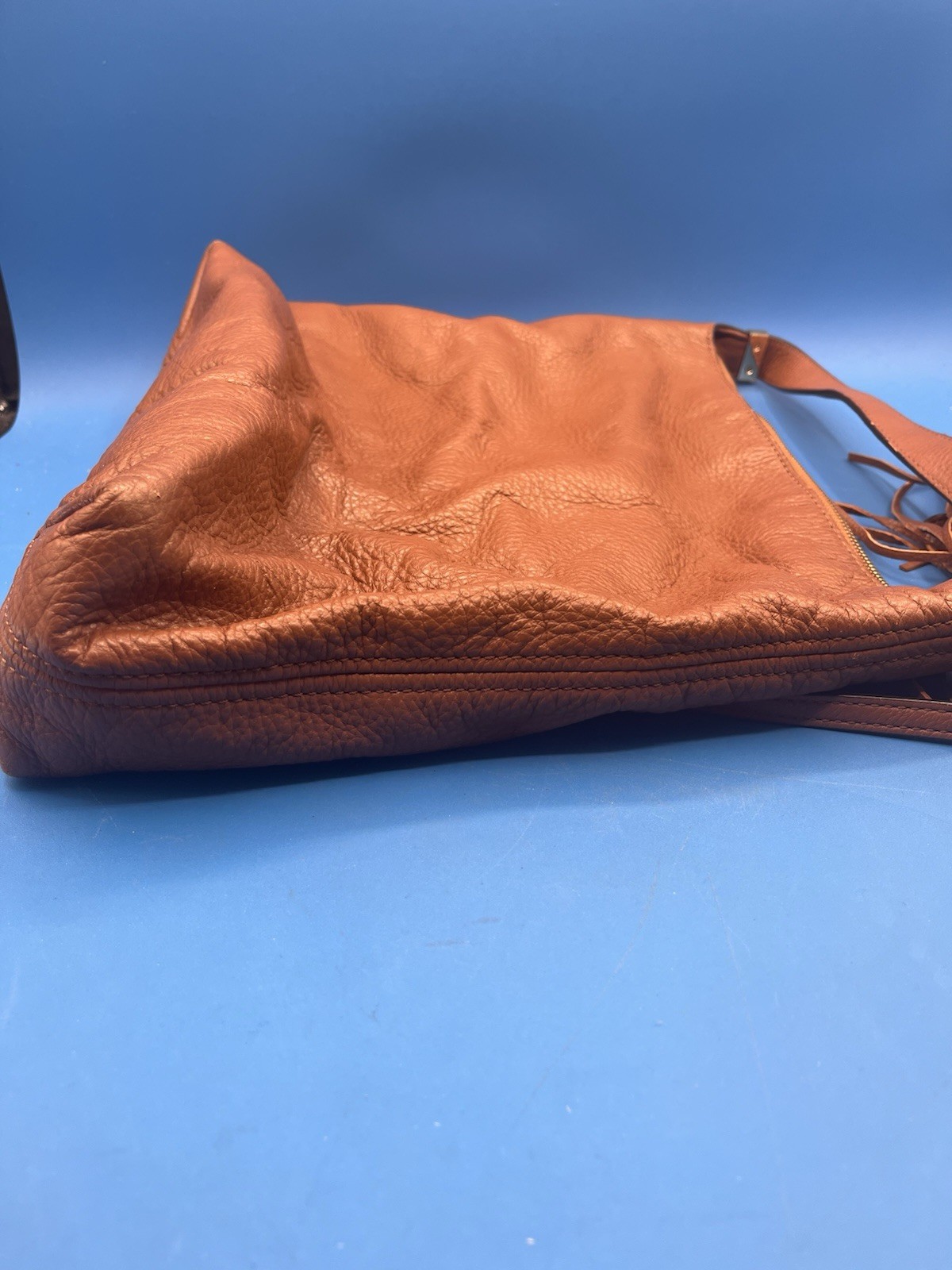 Michael Kors Weston Soft Pebbled Leather Purse Bag Gold Tone Amber Brown