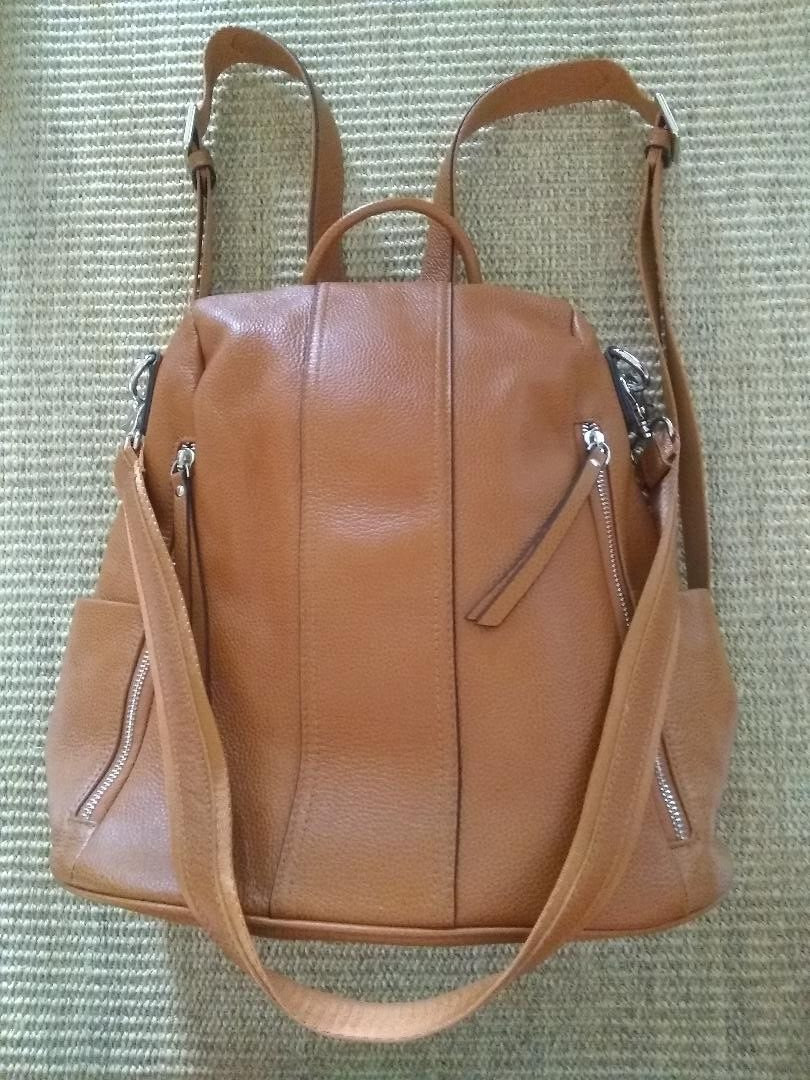 Tan Soft Leather Theft-proof Backpack or Crossbody