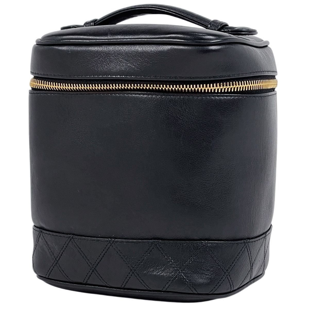 CHANEL CC Vanity Bag Bicolore Cosmetic Pouch Leather Black A01619 Duty Paid Used