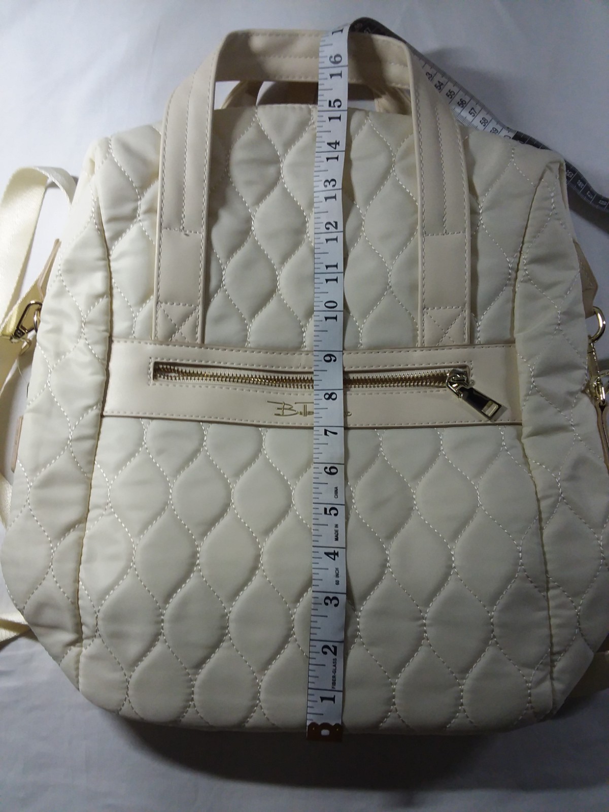 BELLA RUSSO Quilted Weekender Collection 14.4” Tote/Backpack/Shoulder Bag Ivory