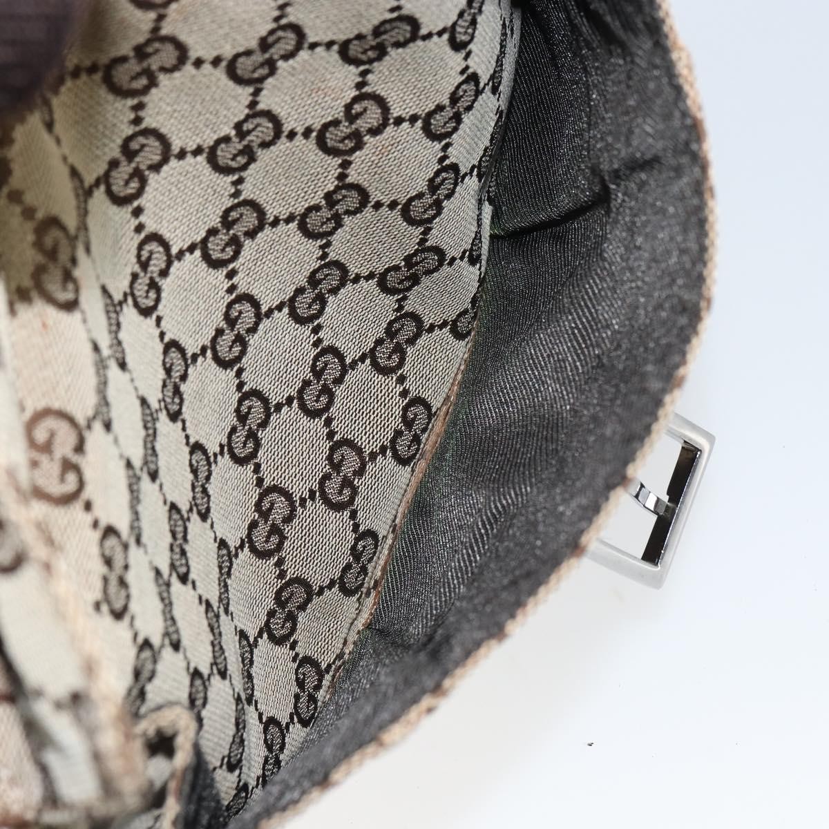 GUCCI GG Canvas Shoulder Bag Beige Silver 114272 Auth mr1759