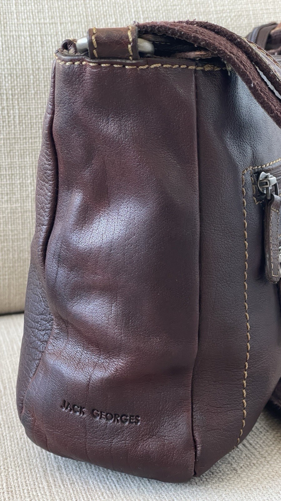 Jack Georges Crossbody Voyager Espresso Leather Purse Bag 10.25” X 8” X 3.25”