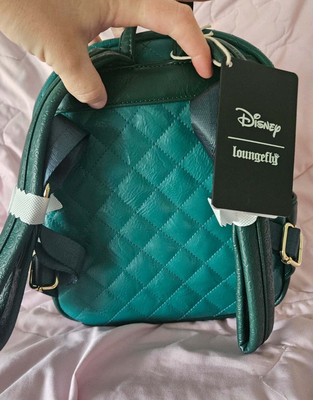 Disney Loungefly Chip & Dale Quilted Green Mini Backpack NWT Acorn Hardware