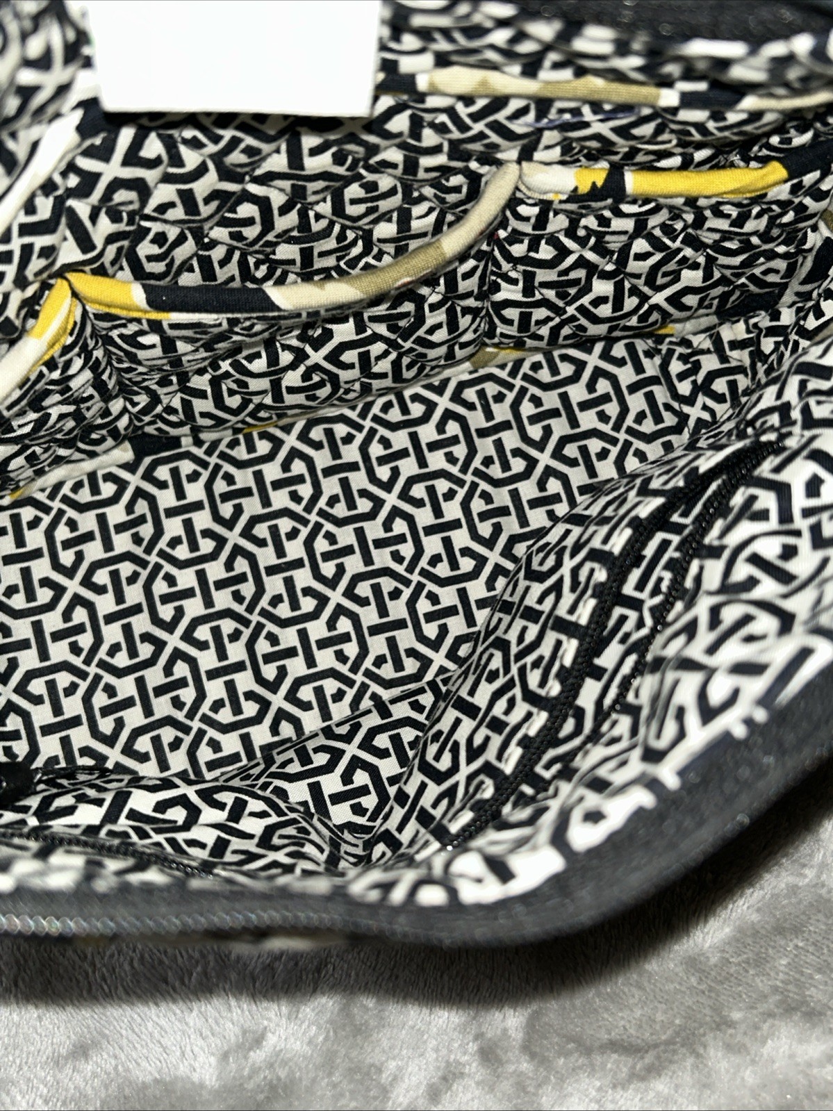 Vera Bradley Hipster Dogwood Bag Purse Crossbody Yellow Grey Black Floral Flower