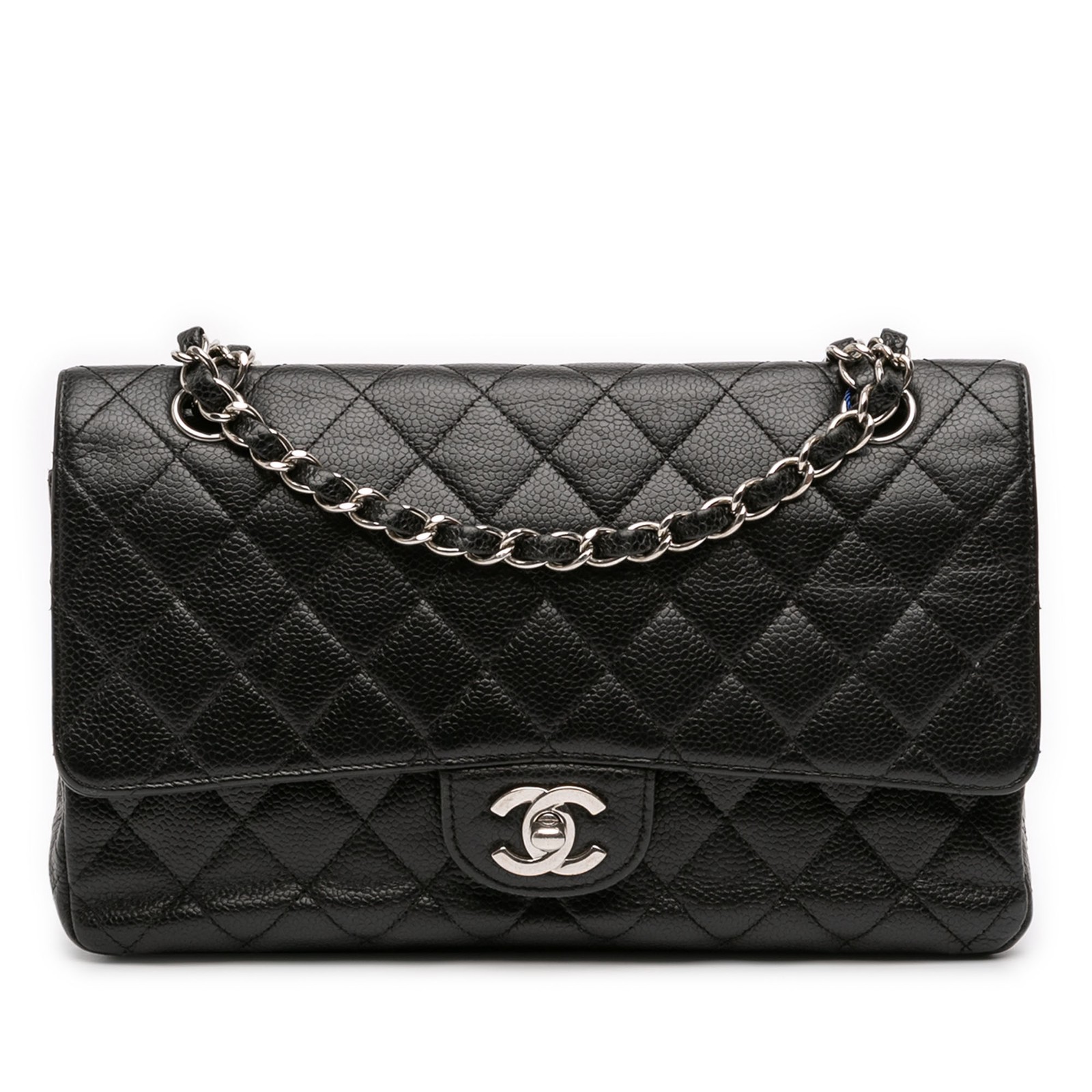 Chanel Medium Classic Caviar Double Flap Pre-Loved Shoulder Bag Black