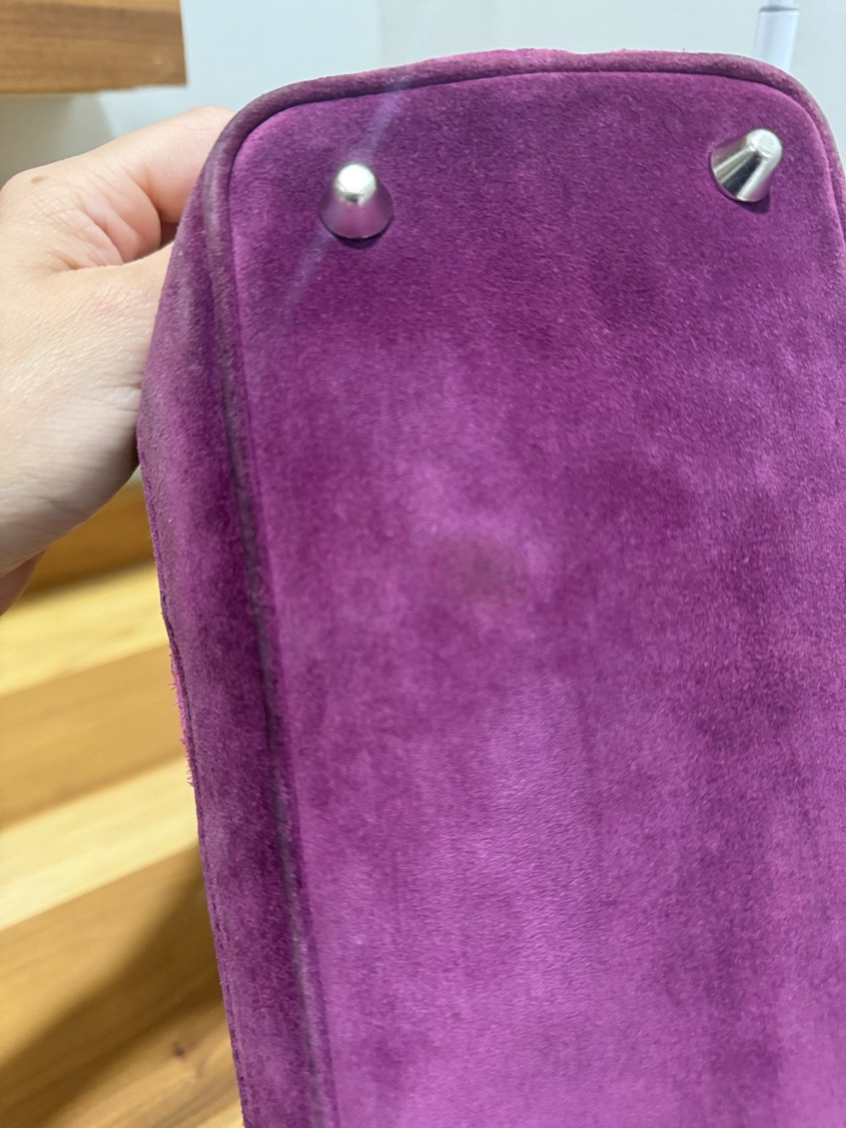 Coach Vintage Hampton Pink Suede Stripe Signature Bag