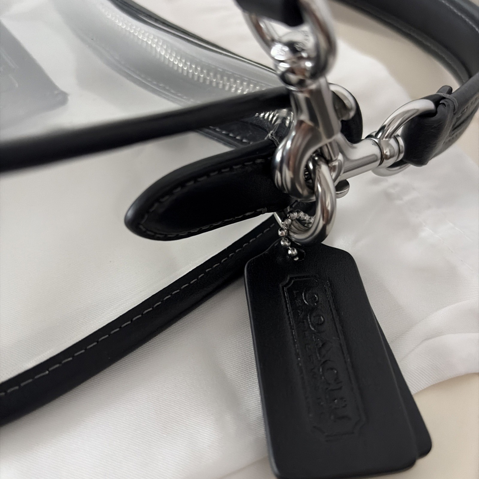Coach Stadium Swinger Clear PVC Shoulder Crossbody Bag Black CBH13