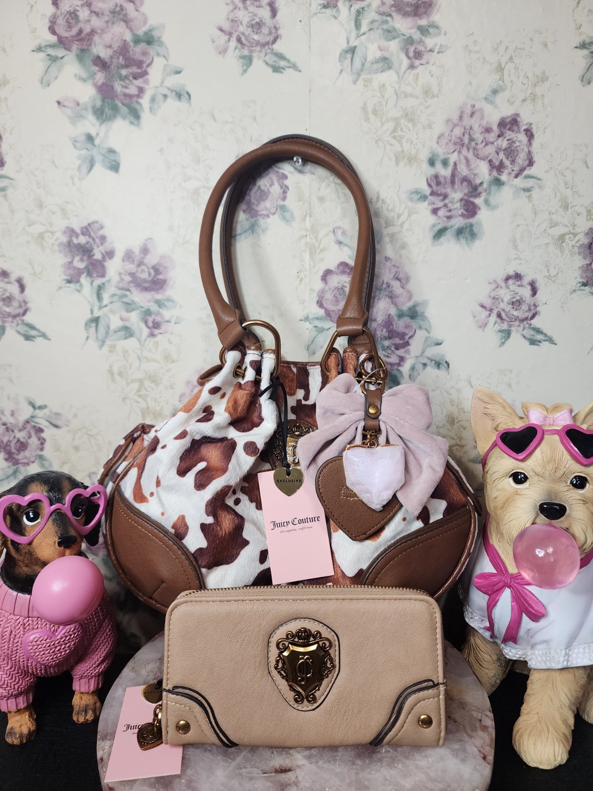 Juicy Couture Romance Cow Satchel Shoulder Bag W/ Matching Wallet