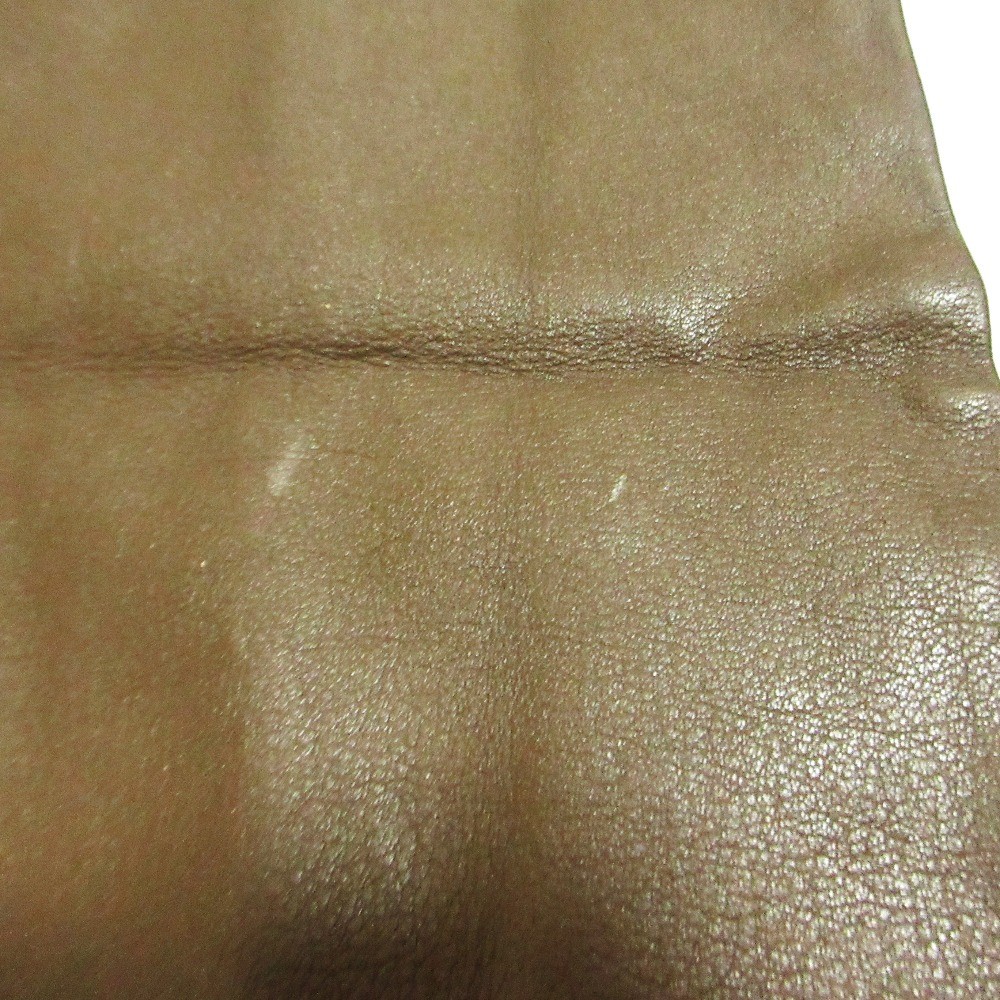HIROFU Leather Drawstring Bag, Brown Women USED