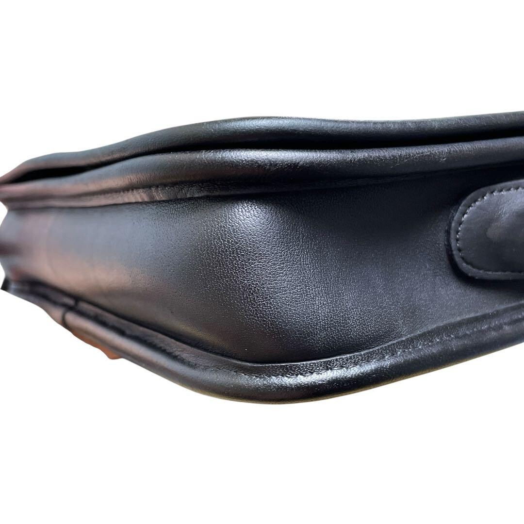 COACH 9755 Black Leather Turn Lock Shoulder Bag USA Vintage Pocket 26cm 117cm