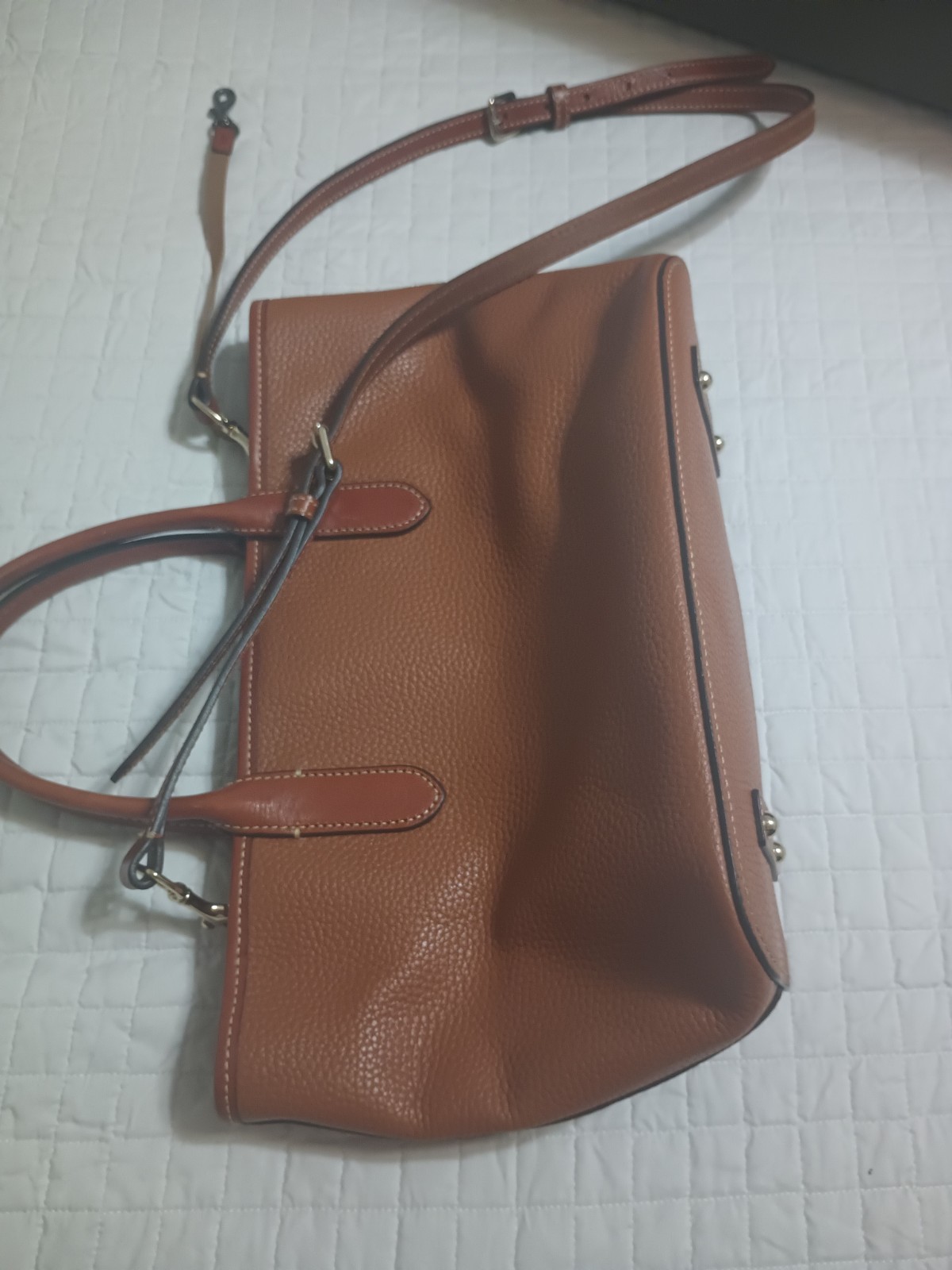 Dooney & Bourke Bordeaux Brown Pebbled Leather Tote Bag Double Handles