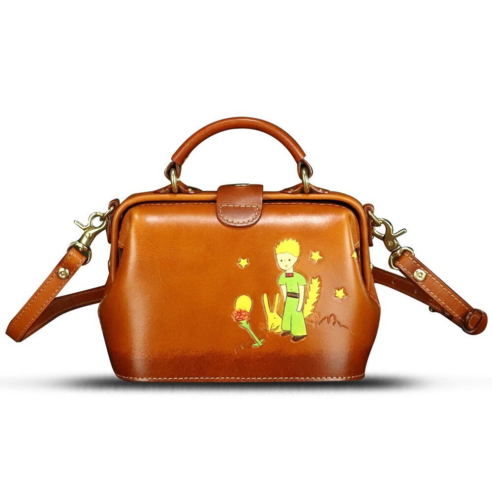 Genuine Leather Doctor Bag for Women Vintage Leather Shoulder Crossbody Bag
