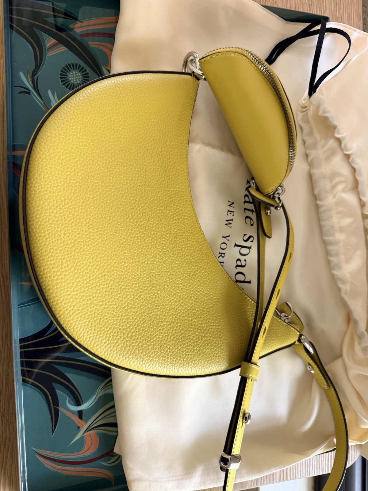 Kate Spade NY Duo Pebbled Leather Crossbody Lime Slice NWOT