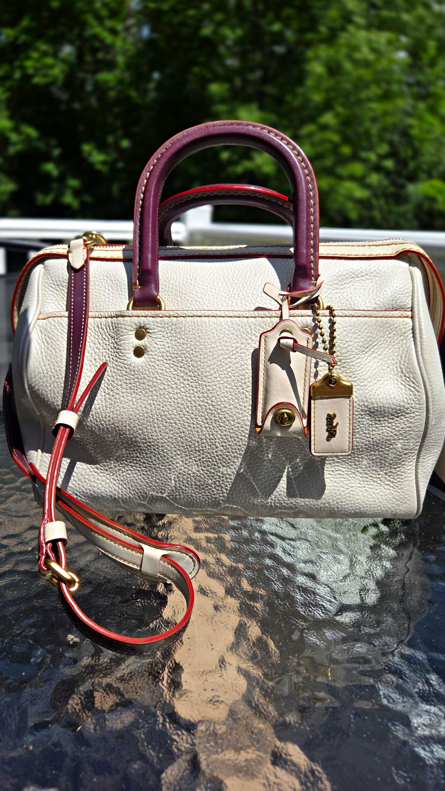 Coach 1941 ROGUE Satchel in Chalk Ivory-Pebbled Glovetanned Leather