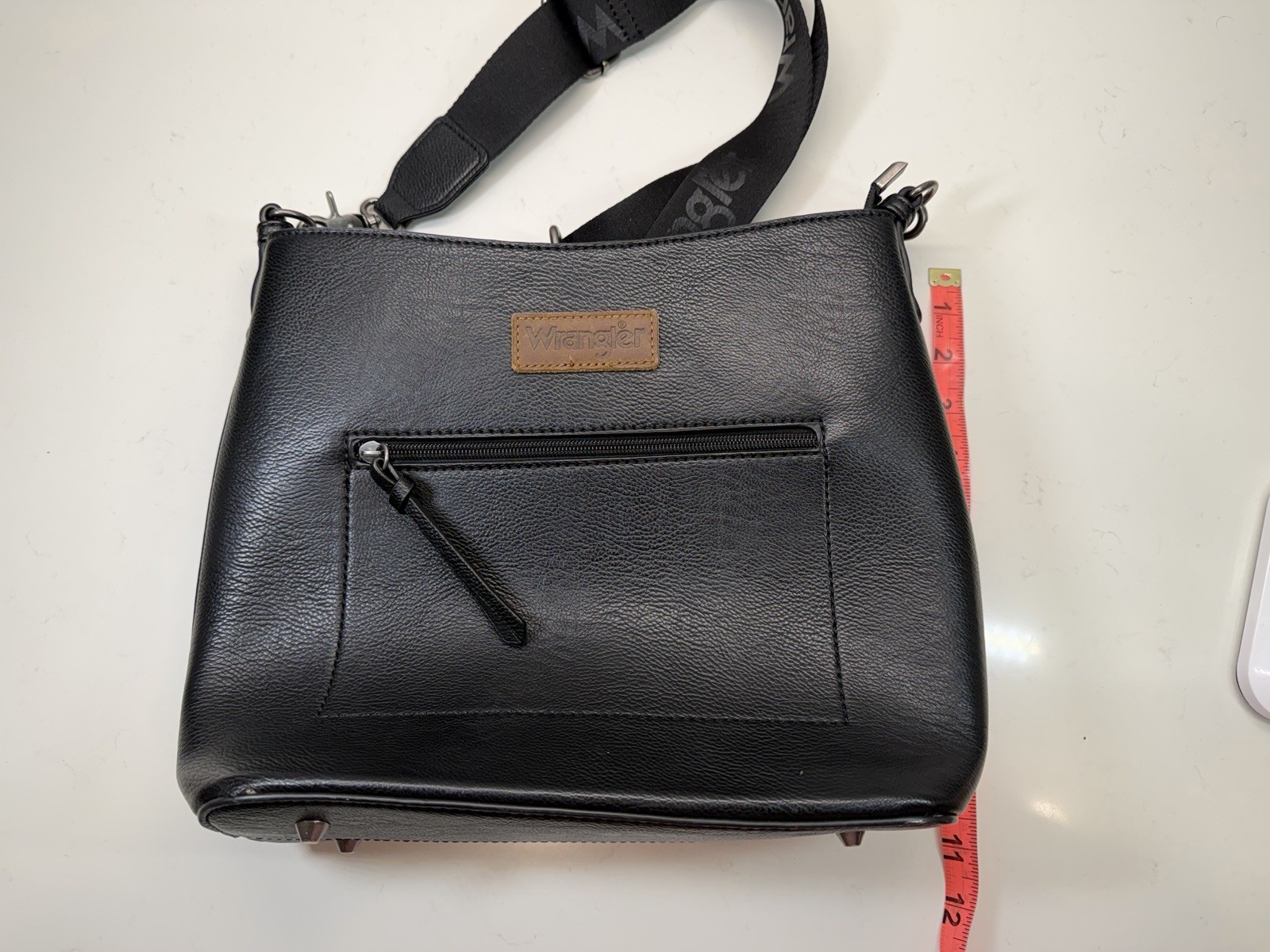 Wrangler Black Crossbody Bag Adjustable Detachable Logo Strap Zip Pockets