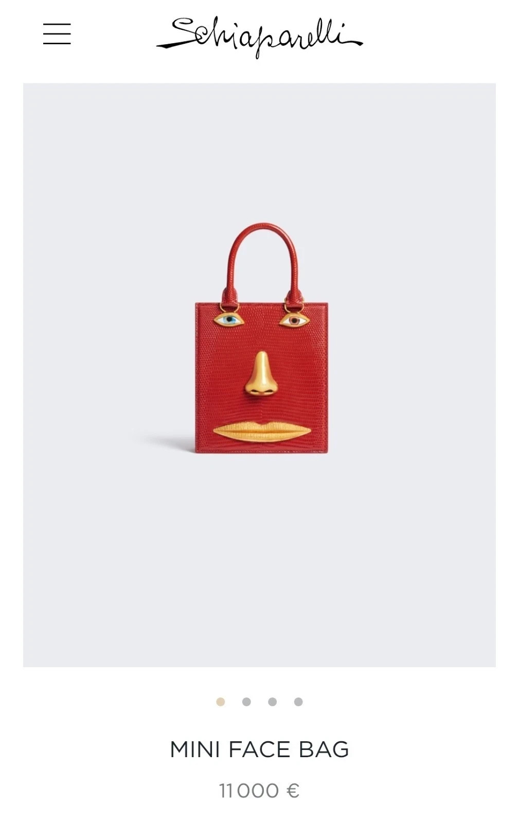 Auth Red SCHIAPARELLI Mini Face Bag. With Box, NO Dust Bag.