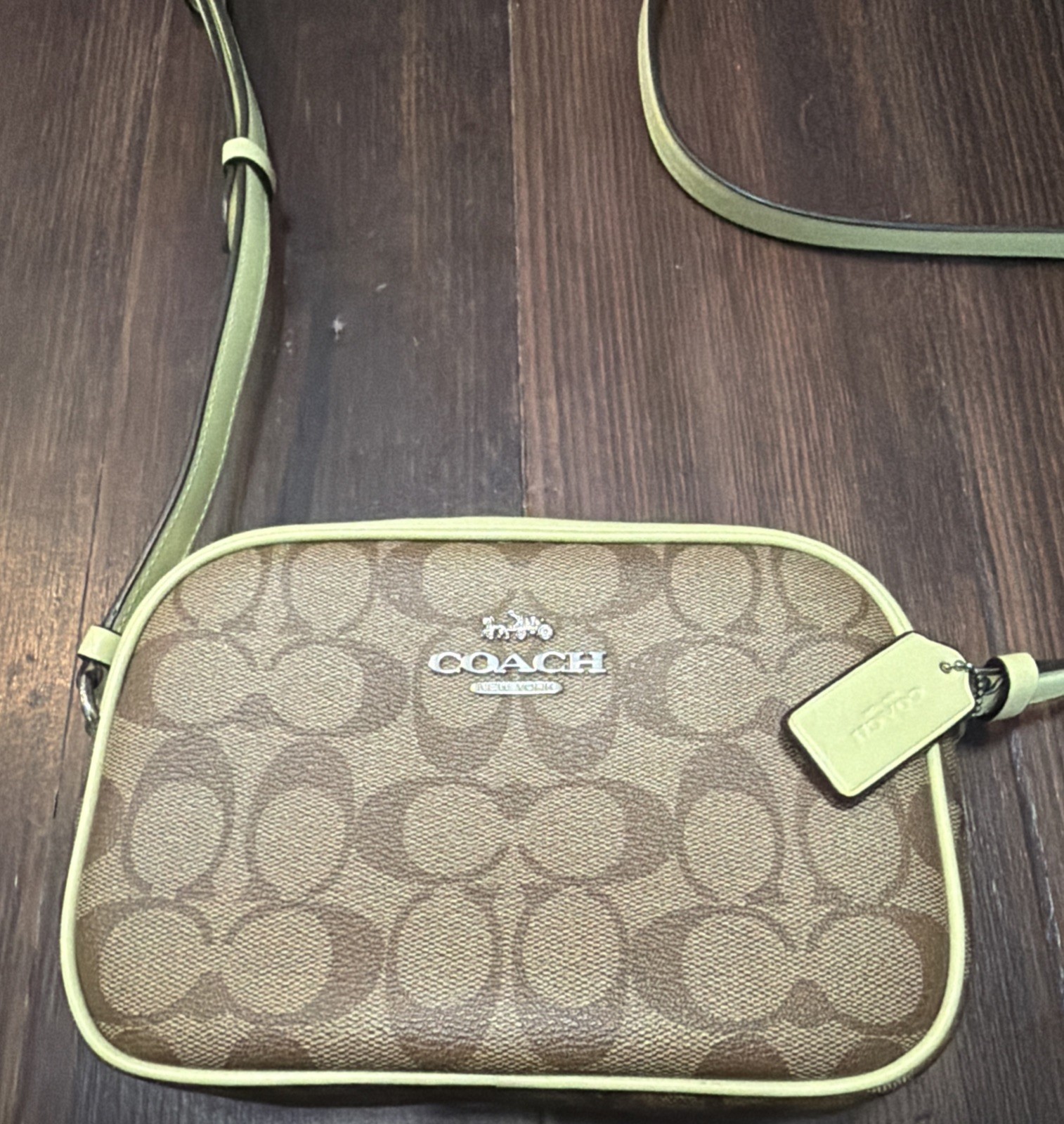 Coach Signature Mini Jamie Camera Bag (Khaki/Pale Lime)