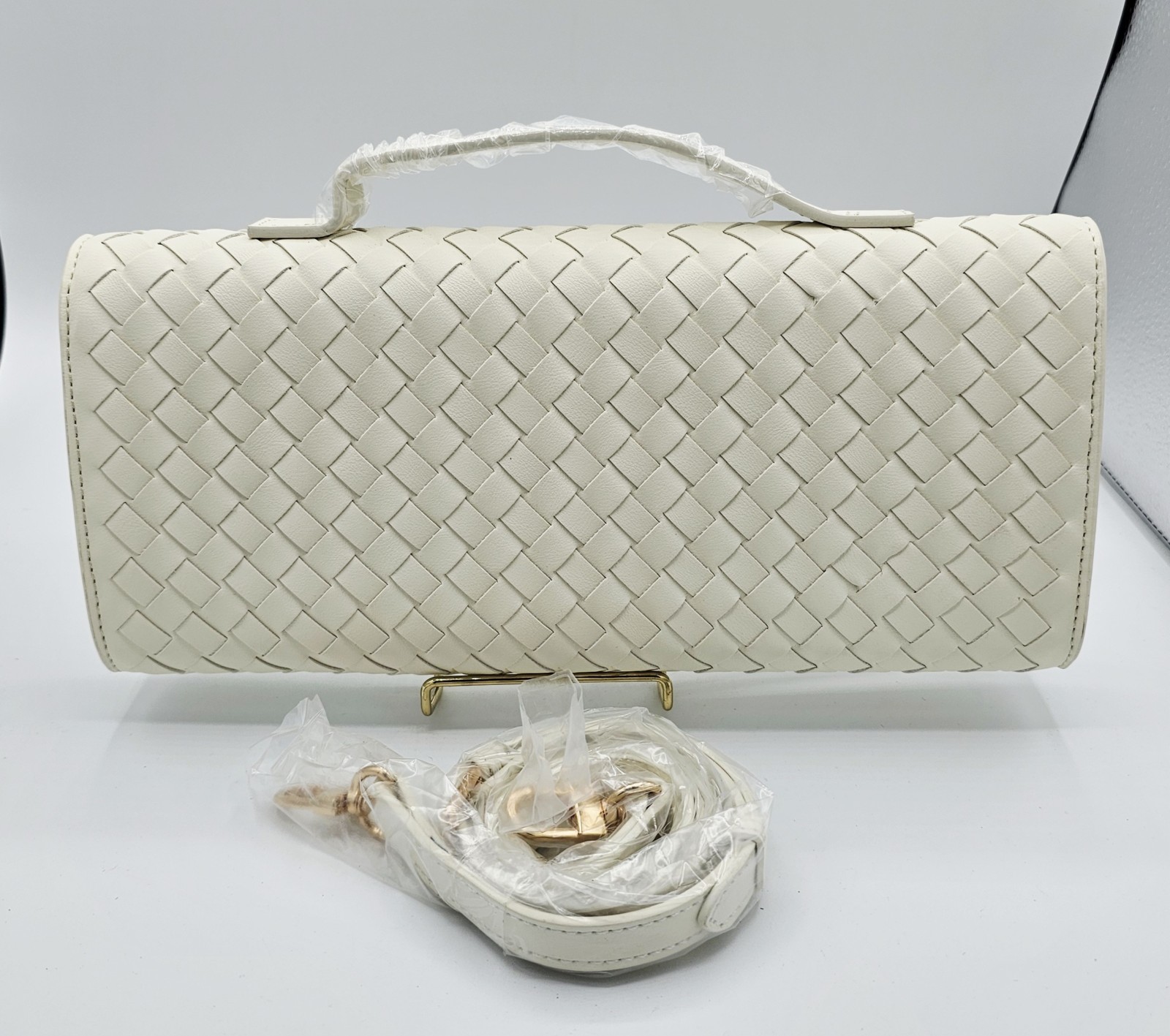 BRAND NEW Few Moda East West THEIA Clutch with Crossbody Strap Cream MSRP $89