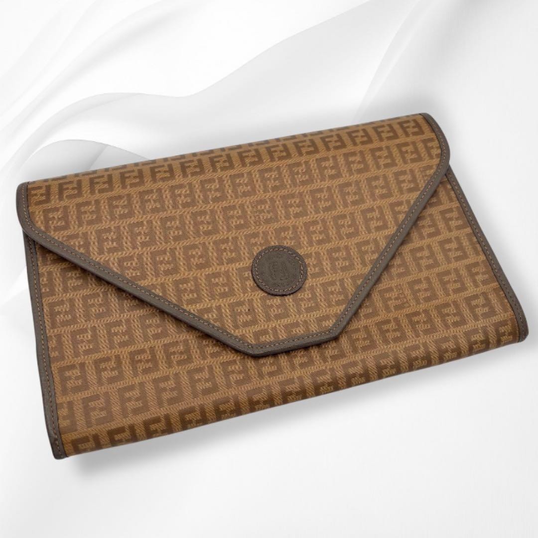 FENDI Zucca Pattern Clutch Bag Vintage 11a