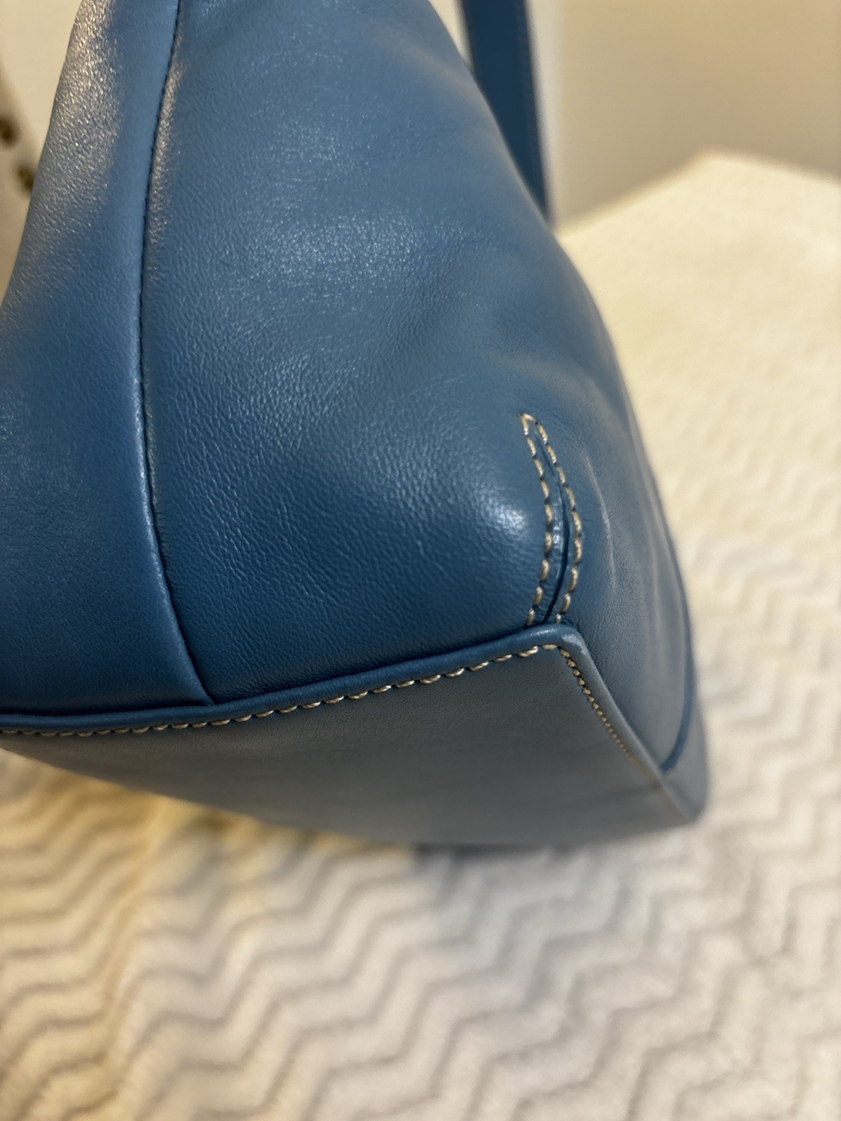 Vintage Coach Blue Leather Mini Baguette Shoulder Bag Style 9564 Y2K