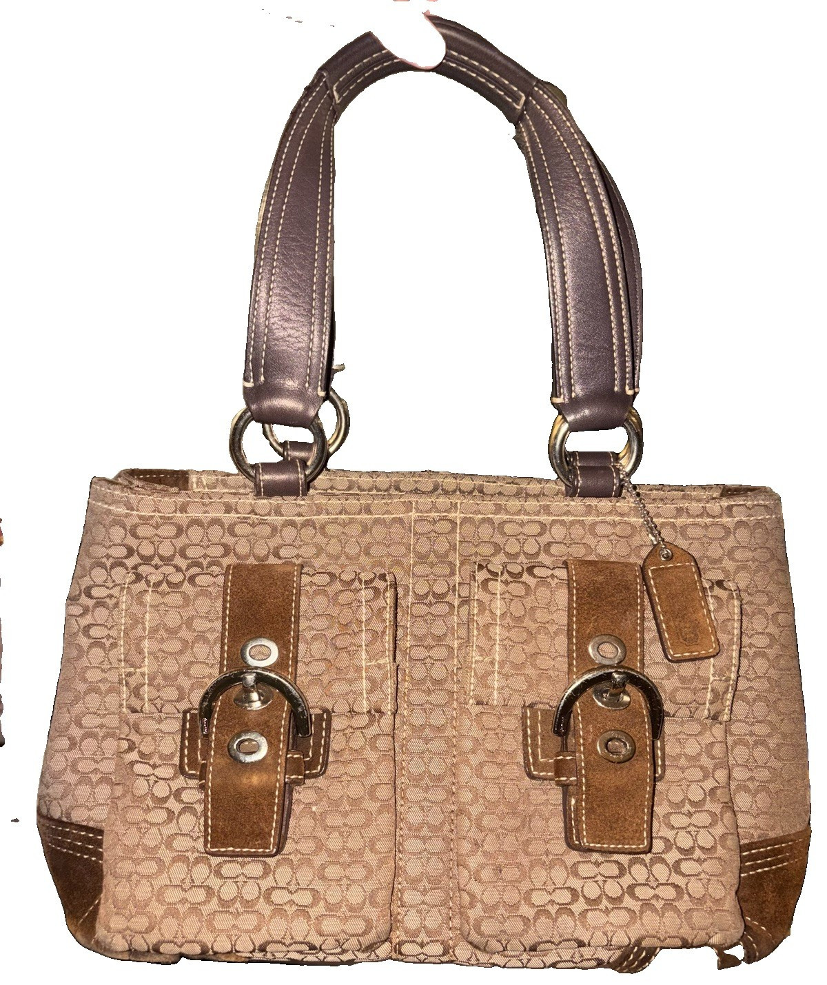 Authentic vintage Coach SoHo signature double pocket bag (brown with suede)
